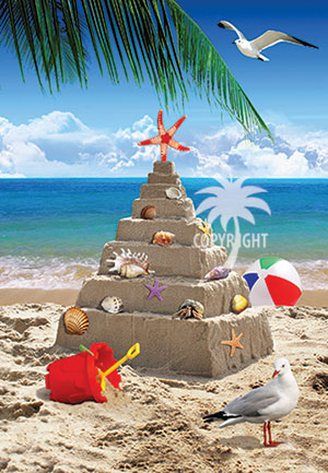 christmas sandcastle on beach