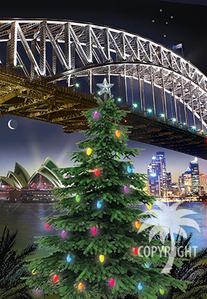 christmas with sydney harbour bridge, opera house